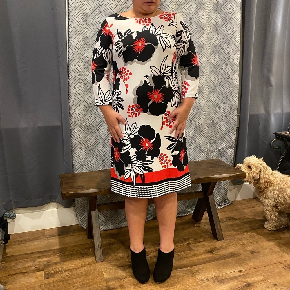 Nine West Floral Crepe Shift Dress - Picture 2 of 12